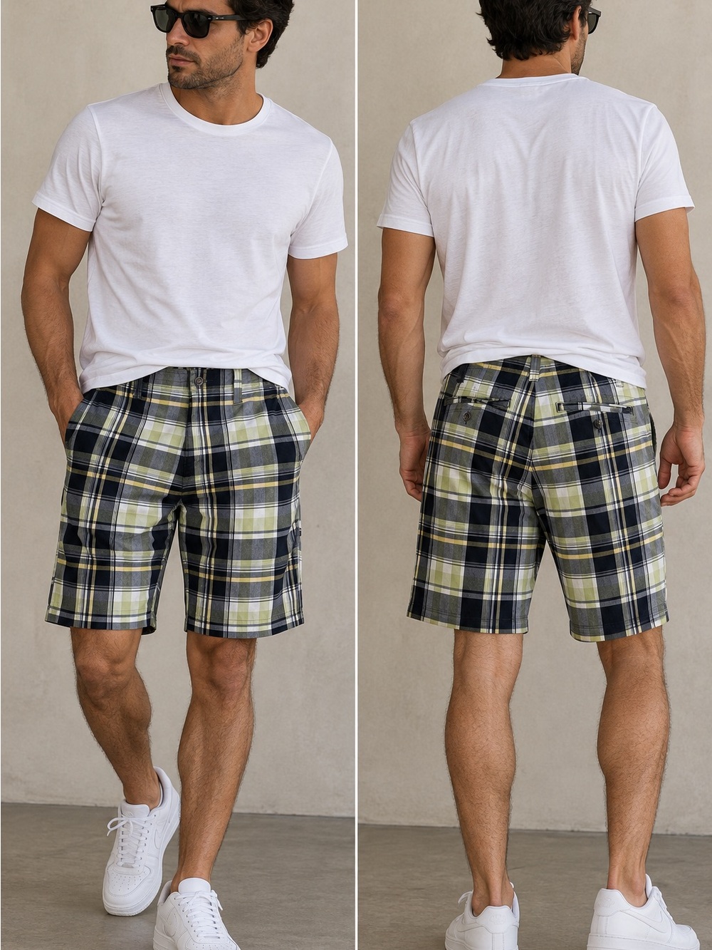 Arizona Jean Co Men’s Plaid Shorts Size 32 100% Cotton 12” Inseam